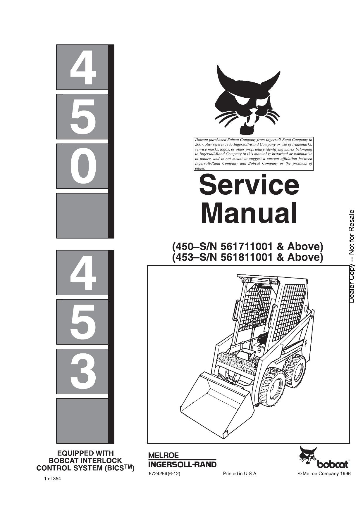 450 453 Loader Service Manual Bobcat